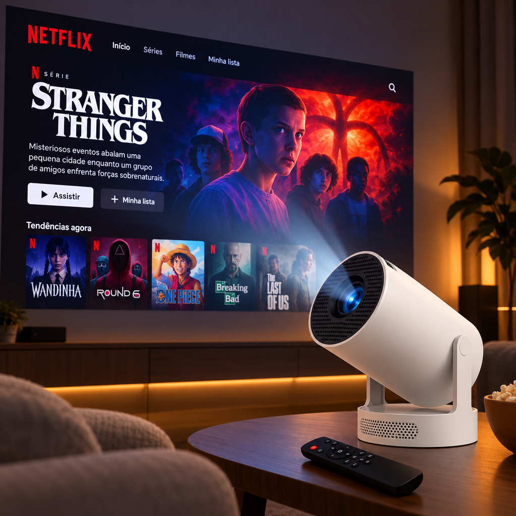 Portable Smart Projector – Android 14, 8K Support, WiFi 6 & Bluetooth 5.4