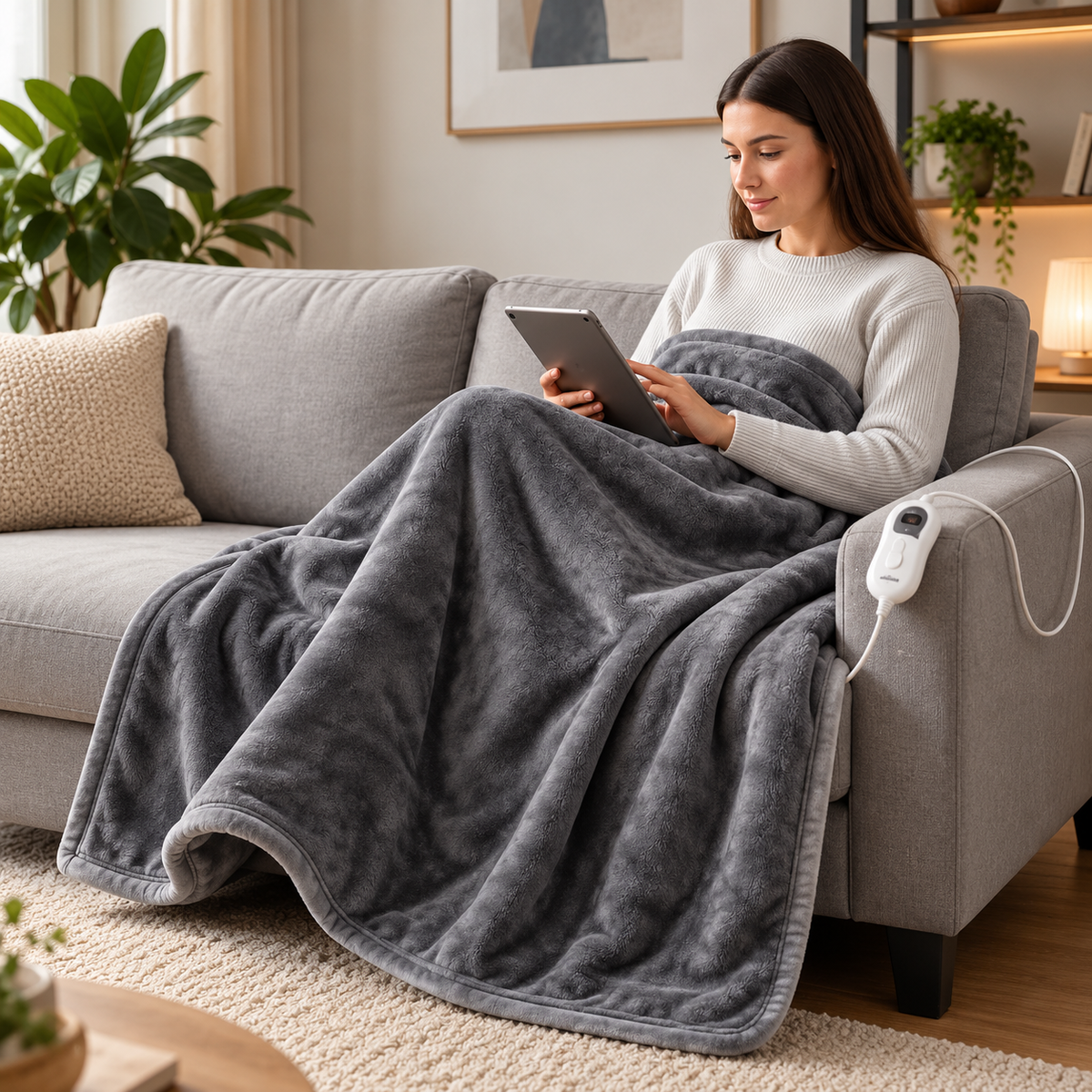 Warm Electric Blanket – 3 Heat Settings, Soft Flannel, 120W