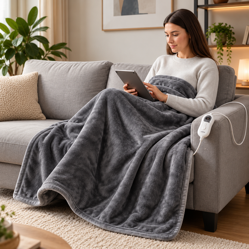 Warm Electric Blanket – 3 Heat Settings, Soft Flannel, 120W