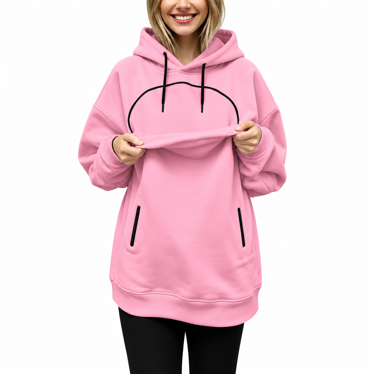 Warm Winter Sweatshirt with Animal Pouch