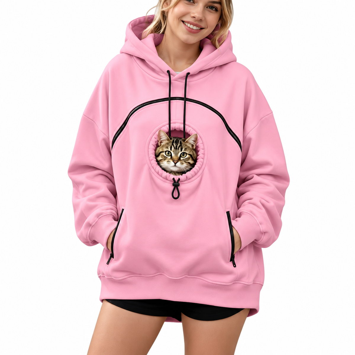 Warm Winter Sweatshirt with Animal Pouch