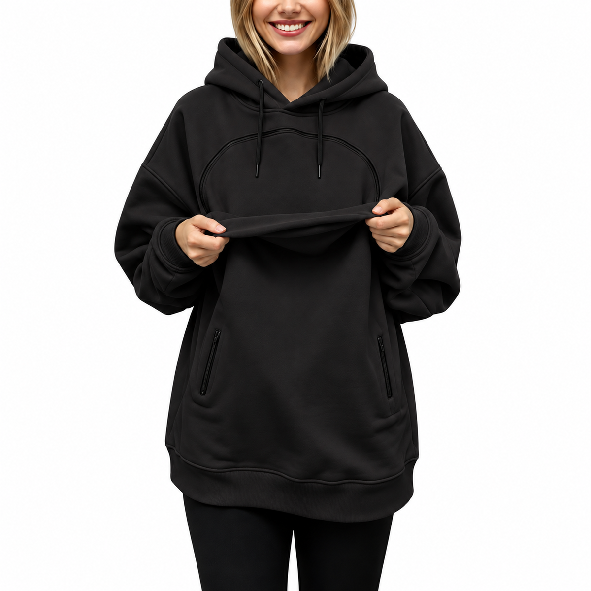 Warm Winter Sweatshirt with Animal Pouch