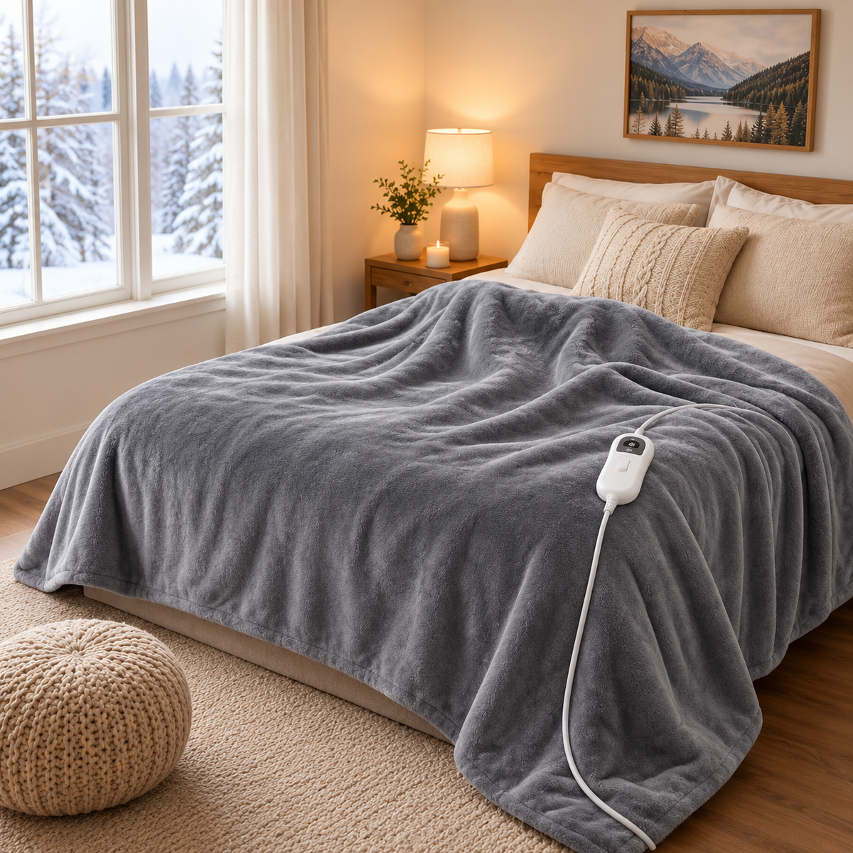 Warm Electric Blanket – 3 Heat Settings, Soft Flannel, 120W